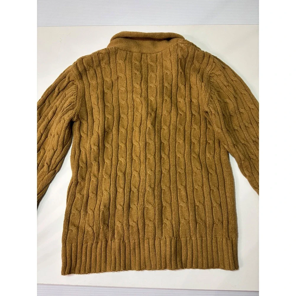 Gymboree Boys Brown Cable Knit Shawl Collar Cardigan Sweater Size S 5-6